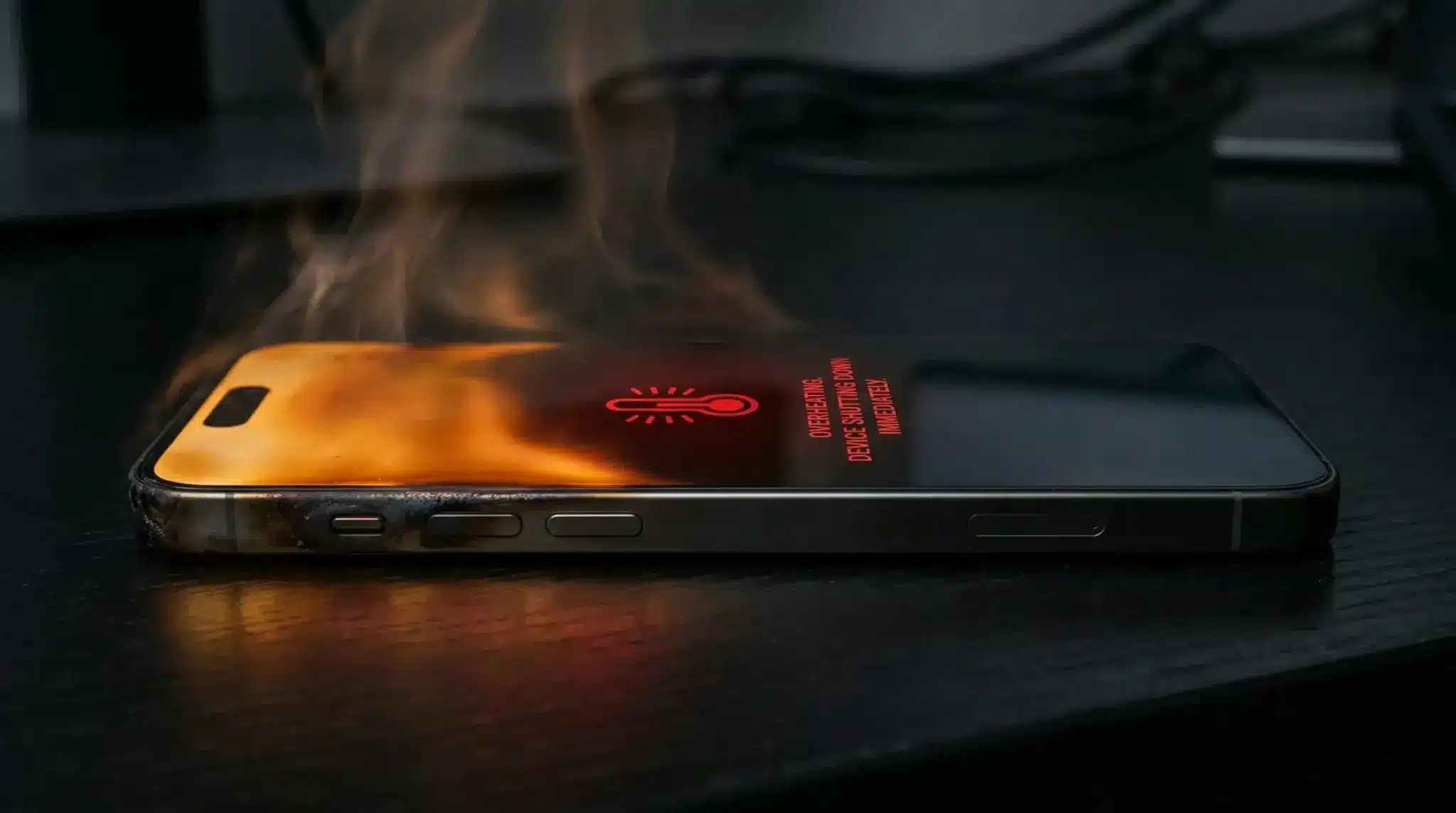 Android phone showing temperature overheating warning notification on screen