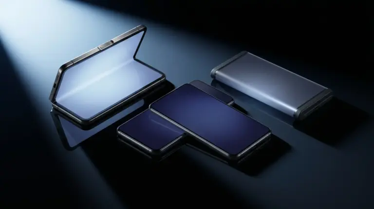 Next generation smartphones showing foldable and rollable screen technology